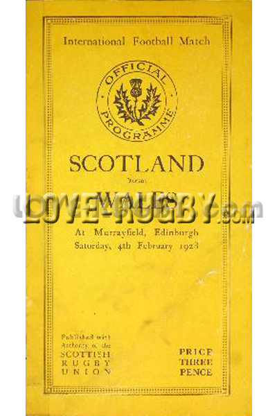 1928 Scotland v Wales  Rugby Programme