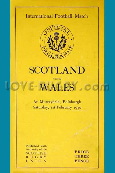 1930 Scotland v Wales  Rugby Programme