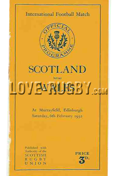 1932 Scotland v Wales  Rugby Programme