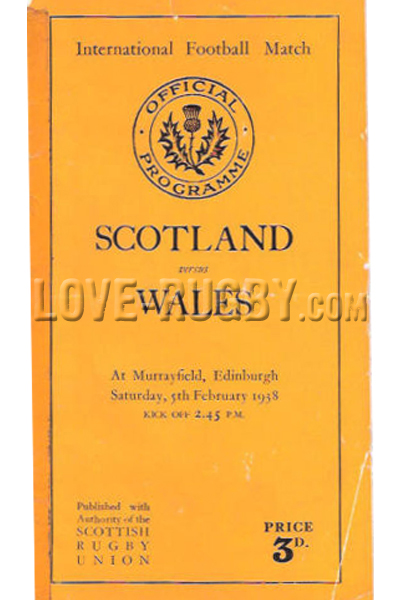 1938 Scotland v Wales  Rugby Programme