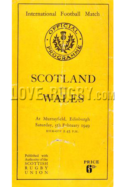 1949 Scotland v Wales  Rugby Programme