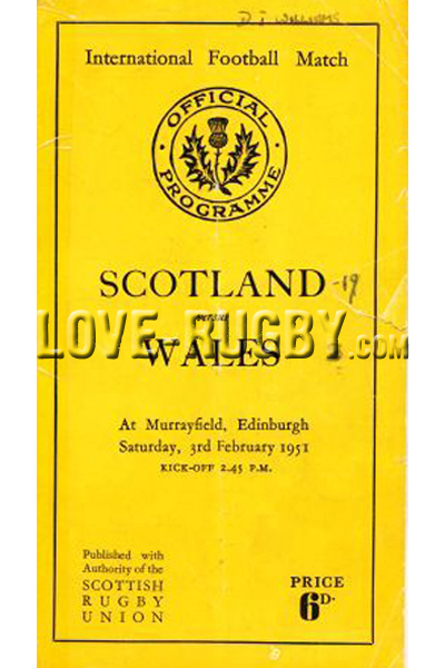 1951 Scotland v Wales  Rugby Programme