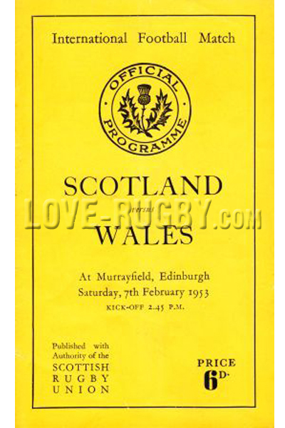 1953 Scotland v Wales  Rugby Programme