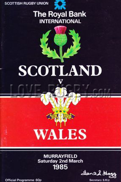 1985 Scotland v Wales  Rugby Programme