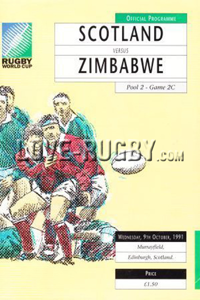 1991 Scotland v Zimbabwe  Rugby Programme