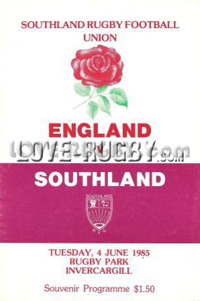 1985 Southland v England  Rugby Programme