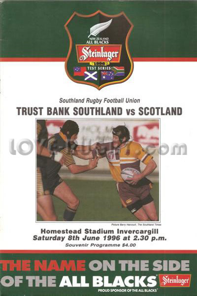 1996 Southland v Scotland  Rugby Programme