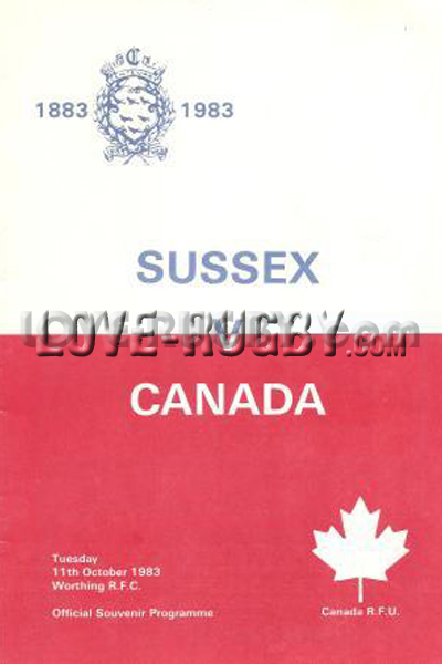 1983 Sussex v Canada  Rugby Programme