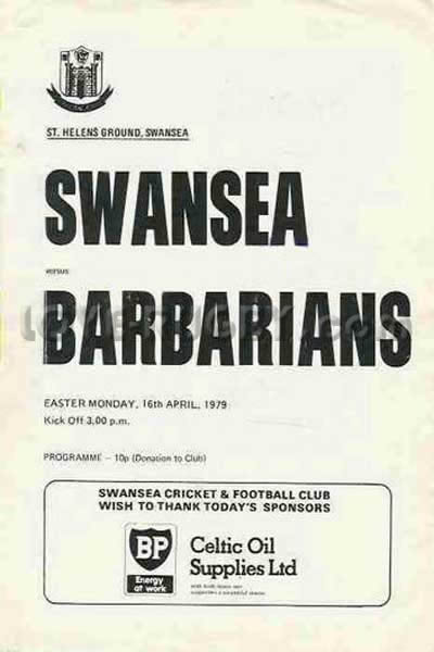 1979 Swansea v Barbarians  Rugby Programme
