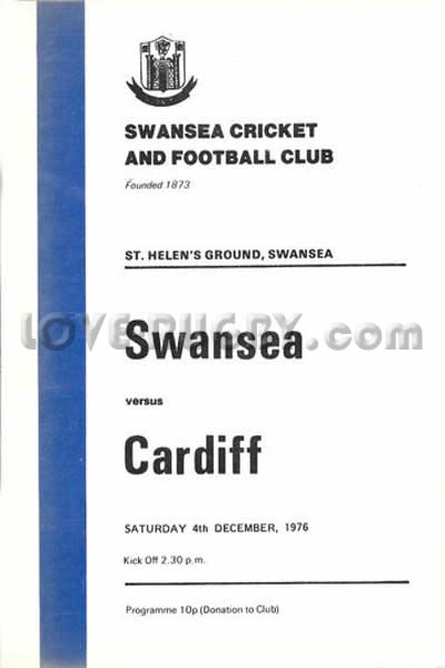 1976 Swansea v Cardiff  Rugby Programme