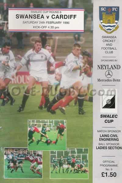 1996 Swansea v Cardiff  Rugby Programme