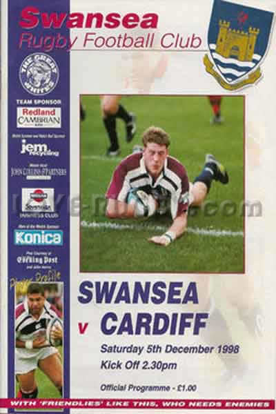 1998 Swansea v Cardiff  Rugby Programme