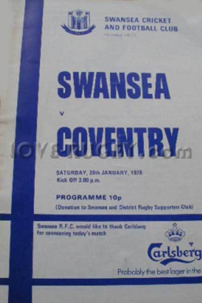 1978 Swansea v Coventry  Rugby Programme