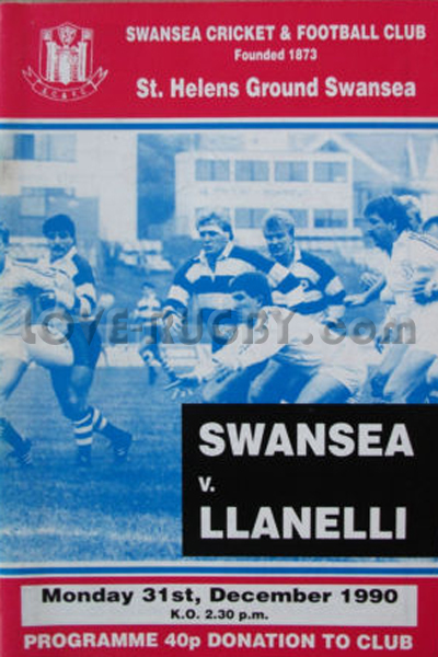 1990 Swansea v Llanelli  Rugby Programme