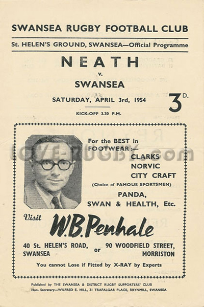 1954 Swansea v Neath  Rugby Programme
