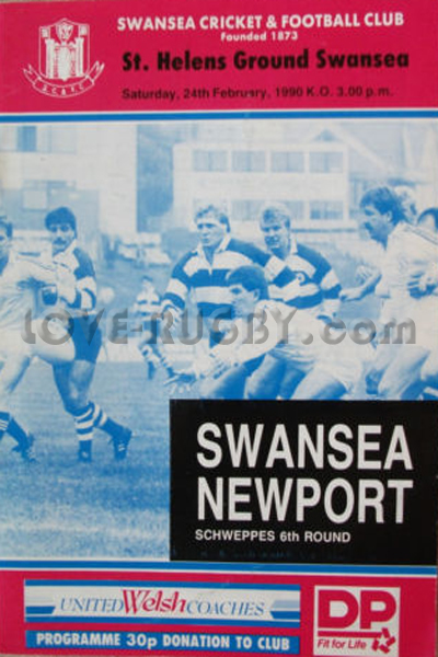 1990 Swansea v Newport  Rugby Programme