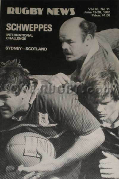 1982 Sydney v Scotland  Rugby Programme