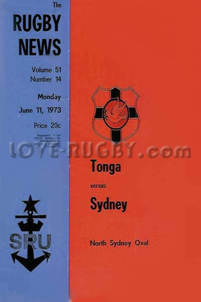 1973 Sydney v Tonga  Rugby Programme