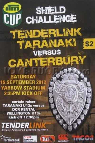 2012 Taranaki v Canterbury  Rugby Programme