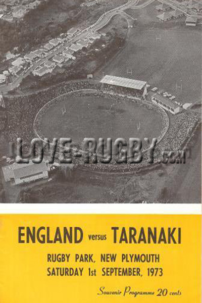 1973 Taranaki v England  Rugby Programme