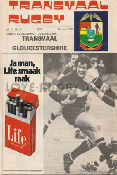 1976 Transvaal v Gloucestershire  Rugby Programme