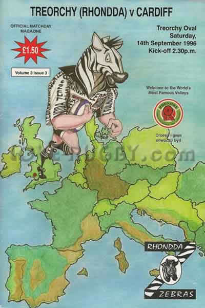 1996 Treorchy v Cardiff  Rugby Programme