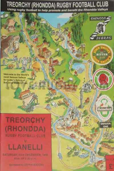 1995 Treorchy v Llanelli  Rugby Programme