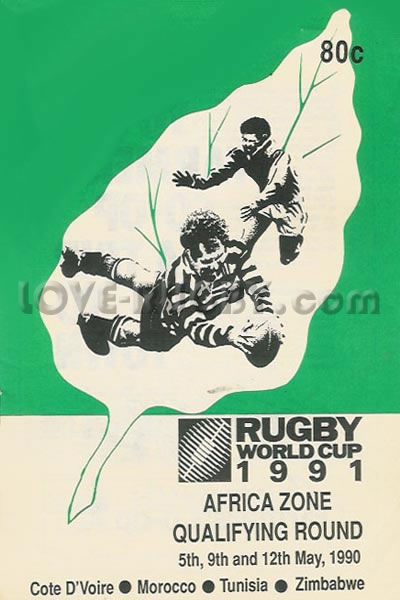 1990 Tunisia v Morocco  Rugby Programme