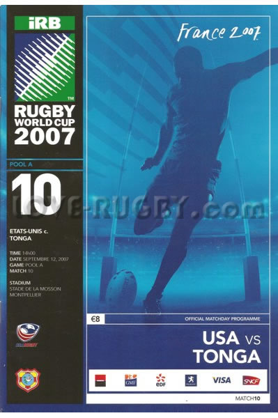 2007 USA v Tonga  Rugby Programme