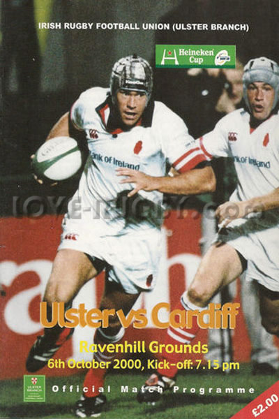 2000 Ulster v Cardiff  Rugby Programme