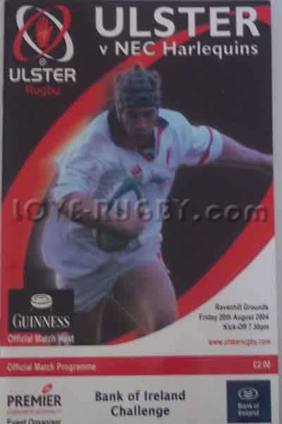 2004 Ulster v Harlequins  Rugby Programme