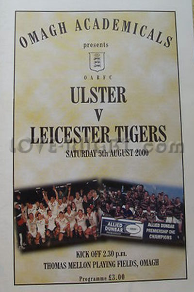 2000 Ulster v Leicester  Rugby Programme