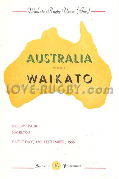 1958 Waikato v Australia  Rugby Programme
