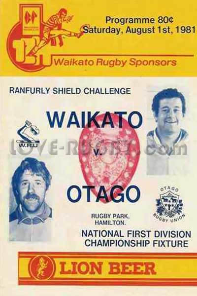 1981 Waikato v Otago  Rugby Programme