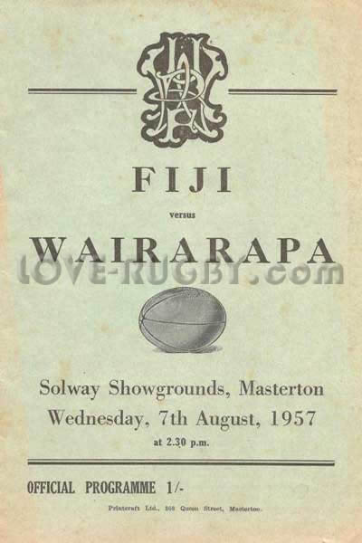 1957 Wairarapa v Fiji  Rugby Programme