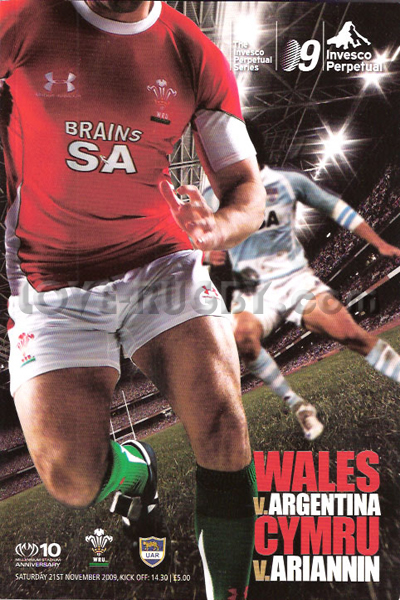 2009 Wales v Argentina  Rugby Programme