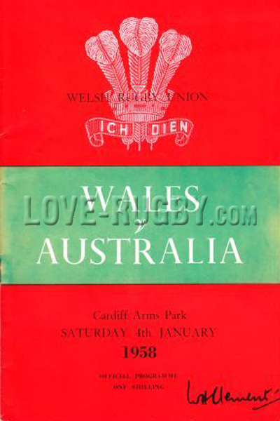 1958 Wales v Australia  Rugby Programme
