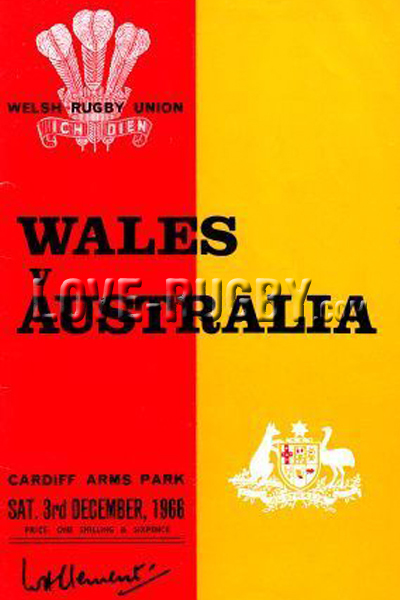 1966 Wales v Australia  Rugby Programme