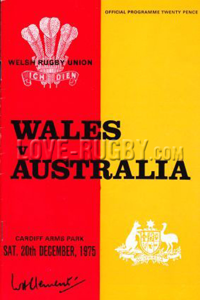 1975 Wales v Australia  Rugby Programme