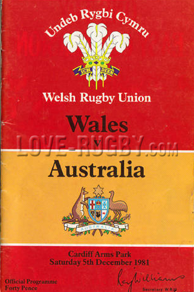 Wales Australia 1981 memorabilia