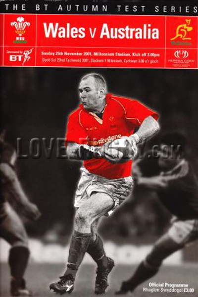2001 Wales v Australia  Rugby Programme