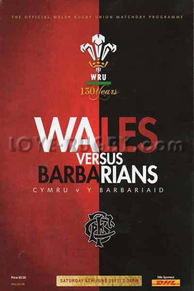 2011 Wales v Barbarians  Rugby Programme