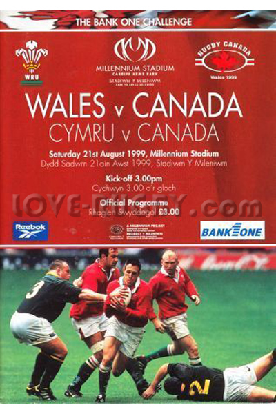 1999 Wales v Canada  Rugby Programme