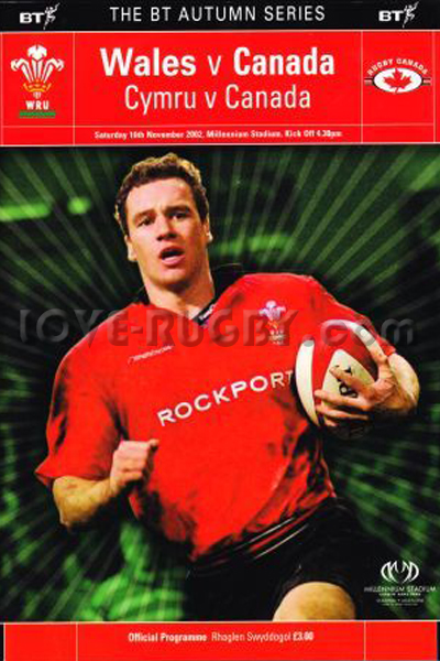 2002 Wales v Canada  Rugby Programme