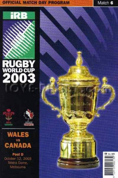 2003 Wales v Canada  Rugby Programme