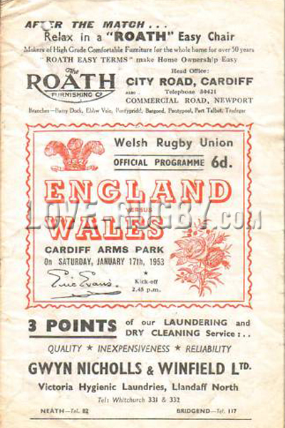 1953 Wales v England  Rugby Programme