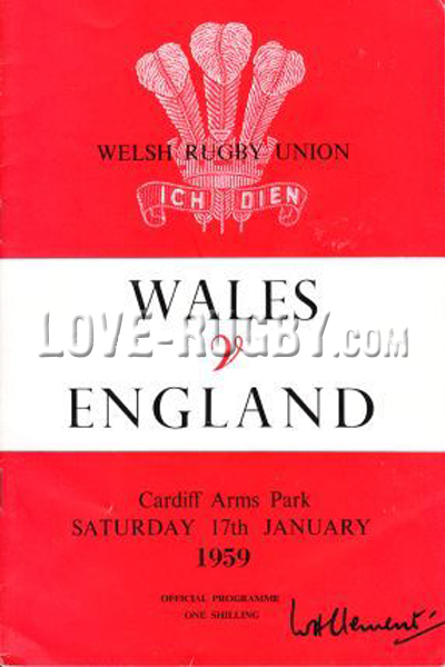1959 Wales v England  Rugby Programme