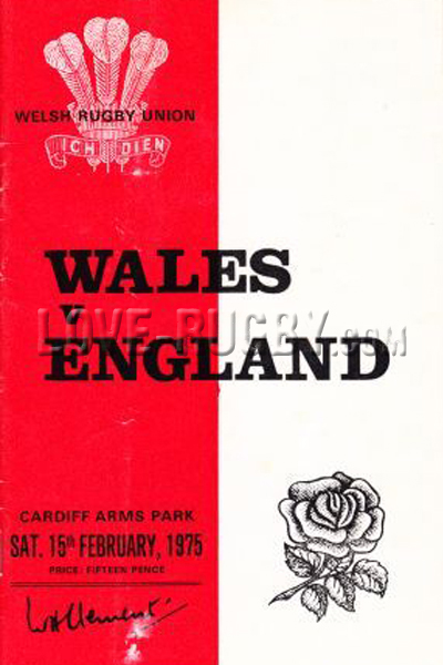 1975 Wales v England  Rugby Programme