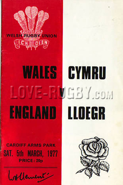 1977 Wales v England  Rugby Programme