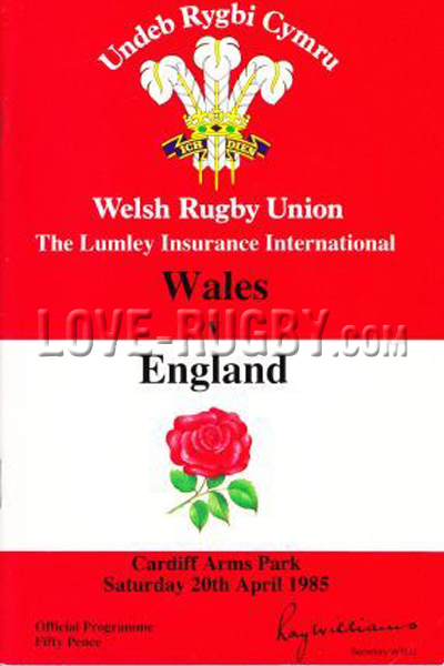 1985 Wales v England  Rugby Programme